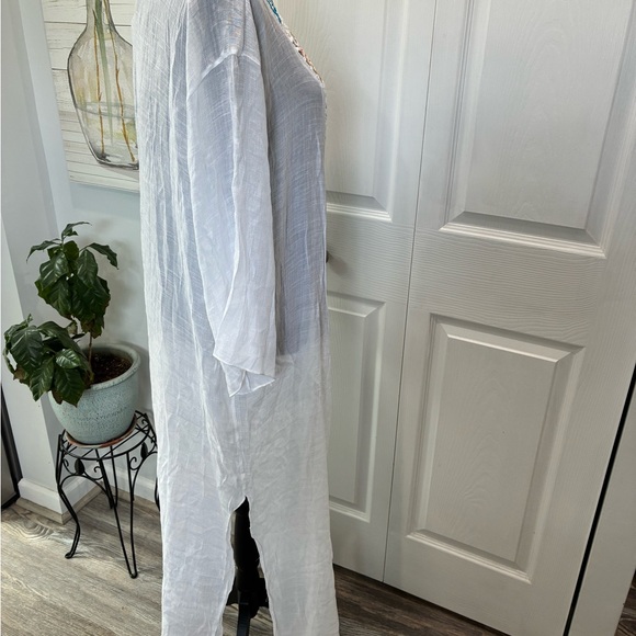 White Crochet Kimono with Colorful Accents - Picture 3 of 5